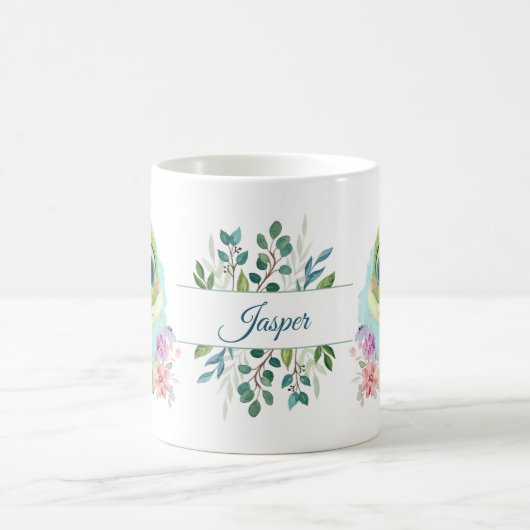 Green Niedlich Dinosaurier Floral Themed Personali Kaffeetasse (Mittel)