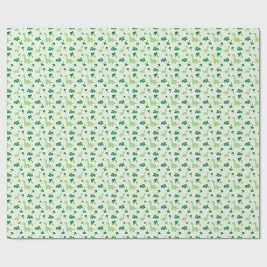 Green Niedlich Dinosaurier Pattern Geschenkpapier (Flach)