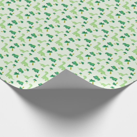 Green Niedlich Dinosaurier Pattern Geschenkpapier (Ecke)