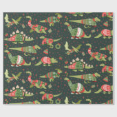 Green Niedlich Dinosaurier Weihnachtssüßer Geschenkpapier (Flach)