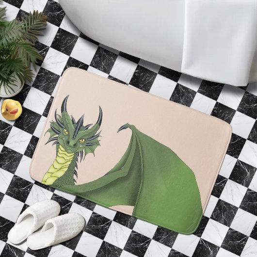 Green Niedlich Dragon Portrait Peach Badematte