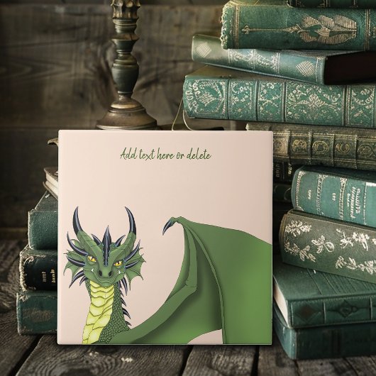 Green Niedlich Dragon Portrait Peach Fliese