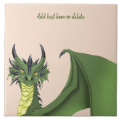 Green Niedlich Dragon Portrait Peach Fliese (Vorderseite)