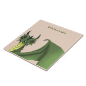 Green Niedlich Dragon Portrait Peach Fliese (Seite)