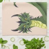Green Niedlich Dragon Portrait Peach Geschirrtuch (Gefaltet)