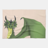 Green Niedlich Dragon Portrait Peach Geschirrtuch (Horizontal)