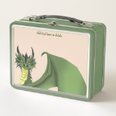 Green Niedlich Dragon Portrait Peach Metall Brotdose (Vorderseite)