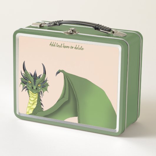 Green Niedlich Dragon Portrait Peach Metall Brotdose (Vorderseite)