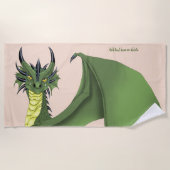 Green Niedlich Dragon Portrait Peach Strandtuch (Vorderseite)