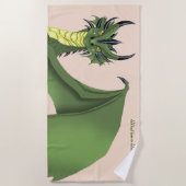 Green Niedlich Dragon Portrait Peach Strandtuch (Vorderseite)