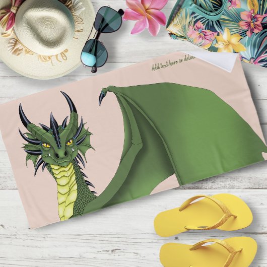 Green Niedlich Dragon Portrait Peach Strandtuch