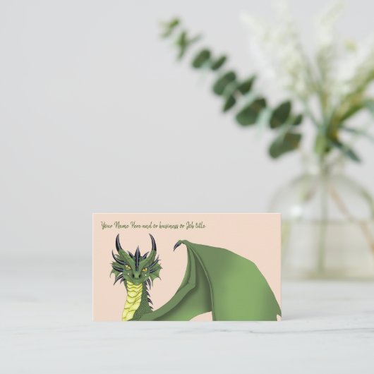 Green Niedlich Dragon Portrait Peach Visitenkarte (Stehend Vorderseite)