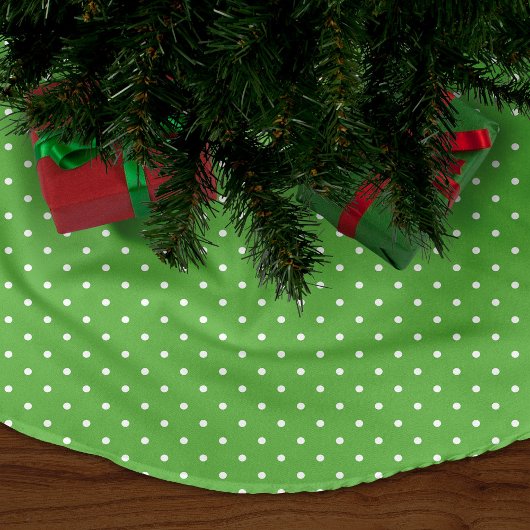 Green Niedlich Polka Dots Fleece Weihnachtsbaumdecke
