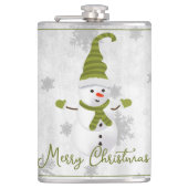 Green Niedlich Snowman Holiday Flask Flachmann (Vorderseite)