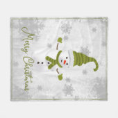 Green Niedlich Snowman Holiday Fleece Blanket (Vorderseite (Horizontal))