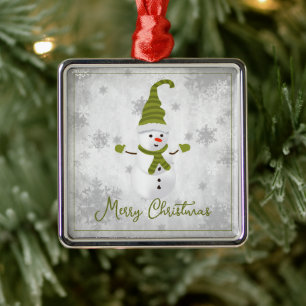 Green Niedlich Snowman Holiday Ornament Aus Metall