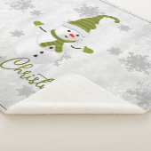 Green Niedlich Snowman Holiday Sherpa Blanket Sherpadecke (3/4)