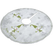 Green Niedlich Snowman Tree Skirt Polyester Weihnachtsbaumdecke (Schrägansicht)