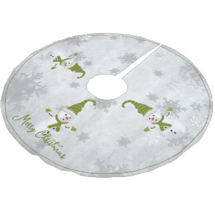 Green Niedlich Snowman Tree Skirt Polyester Weihnachtsbaumdecke