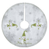 Green Niedlich Snowman Tree Skirt Polyester Weihnachtsbaumdecke (Vorderseite)