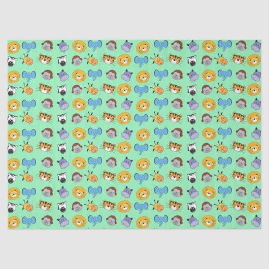 Green Niedlich Wild One Animal Illustrations Safar Seidenpapier (Vorderseite)