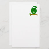 Green Night Owl Design Briefpapier (Vorne/Hinten)