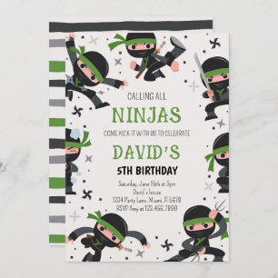 Green Ninja Warrior Martial Arts Geburtstag Einladung