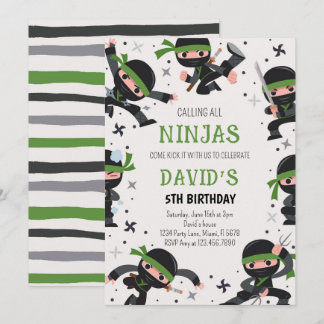 Green Ninja Warrior Martial Arts Geburtstag Einladung
