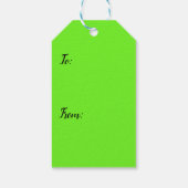 Green No.3. Helle oder neongrüne Geschenketiketten Geschenkanhänger (Rückseite)