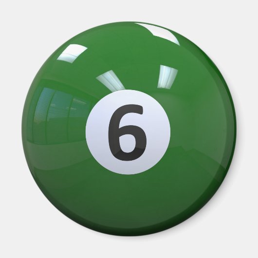 Green No. 6 Billiard Pool Ball Magnet (Vorne)