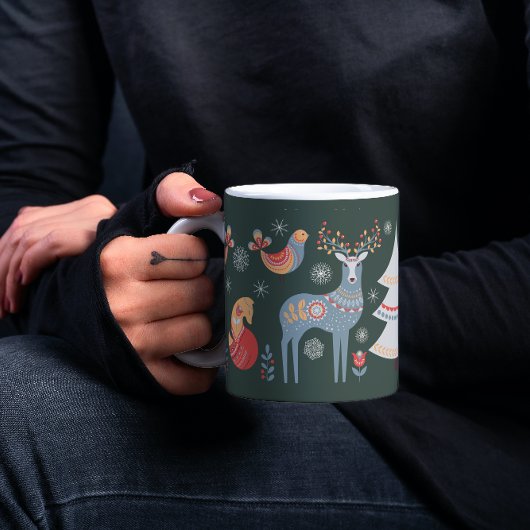 Green Nordic Rentier Weihnachtsbaumurlaub Kaffeetasse