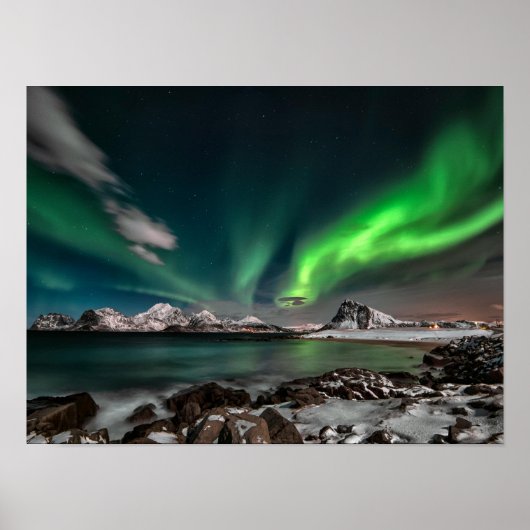 Green Northern Lights Arctic Poster (Vorne)