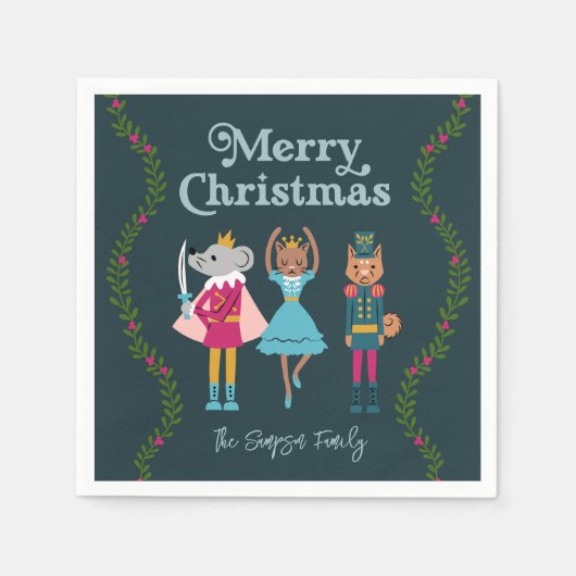 Green Nutcracker Ballet Weihnachten Serviette (Vorderseite)