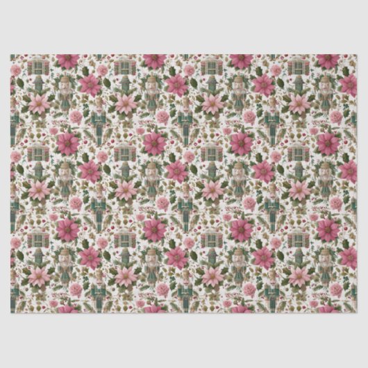 Green Nutcracker with Holiday Florals Seidenpapier (Vorderseite)