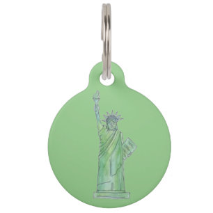 Green NYC New York Lady Statue of Liberty Dog Tag Tiernamensmarke
