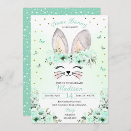 Green Oaster Bunny Blume Geburtstag Einladung