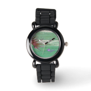 Green Ocean Water Silver Strap Fashion Watch Armbanduhr