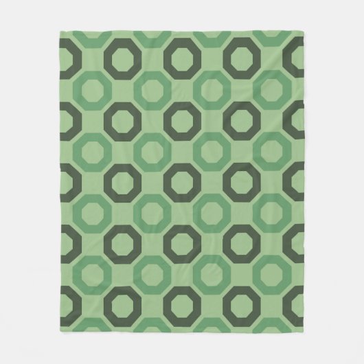 Green Octagon Connected Square Geometrisches Muste Fleecedecke (Vorderseite)