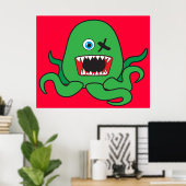Green Octomonster Poster (Heimbüro)