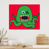 Green Octomonster Poster (Küche)