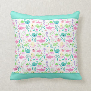 Green Octopus Whale Ocean Beach Water Baby   Kid Kissen