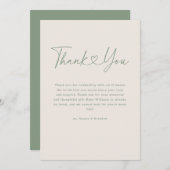 Green Oh Baby Heart Calligraphy Simple Baby Show Dankeskarte (Vorne/Hinten)