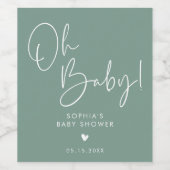 Green Oh Baby Modern Boho Babydusche Weinetikett (Einzelnes Label)