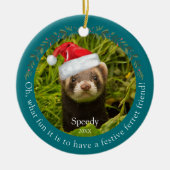Green Oh, was Spaß Ferret Pet Weihnachten Keramik Ornament (Vorne)
