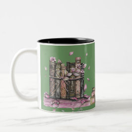 Green Old Book Library Blume Zwei-Tone-Kaffee-Tass Zweifarbige Tasse