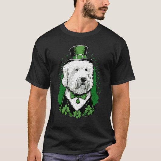 Green Old English Sheepdog shamrock St Patricks Da T-Shirt (Vorderseite)