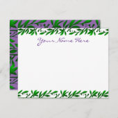 Green Olive Blätter Bearbeitbar Lila Skript Mitteilungskarte (Vorne/Hinten)