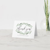 Green Olive Branch Wreath Wedding Dankeschön Card Dankeskarte (Vorderseite)