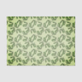 Green Olive & Leaf Pattern On Light Green Seidenpapier (Vorderseite)
