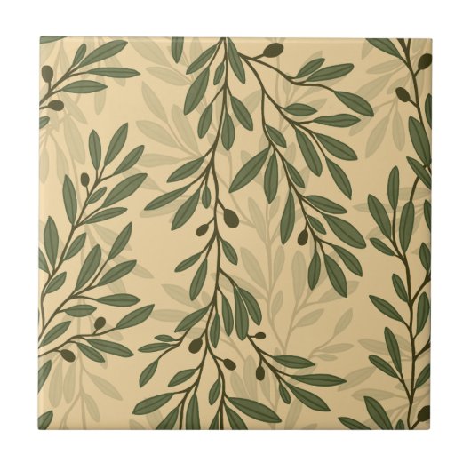 Green Olive Tree Branch Mediterrane Blätter HD Fliese (Vorderseite)